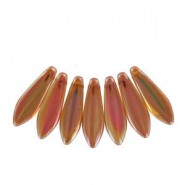 Czech Glass Daggers beads 5x16mm Crystal orange rainbow